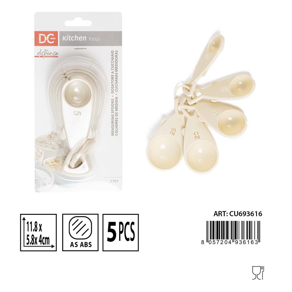 Medidor de cuchara 5pz 11.8x5.8x4cm para repostería y cocina