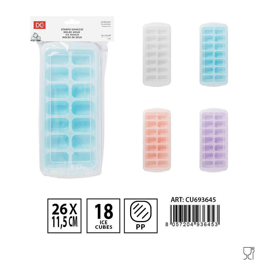 Molde para hielo con tapa 14 cubos 26 x 11.5 cm - Accesorios de cocina