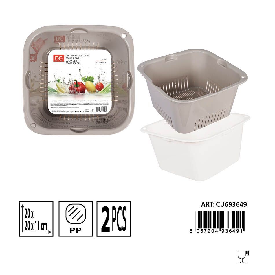 Escurridor 20 x 20 x 11 cm 2 piezas - Utensilios de cocina