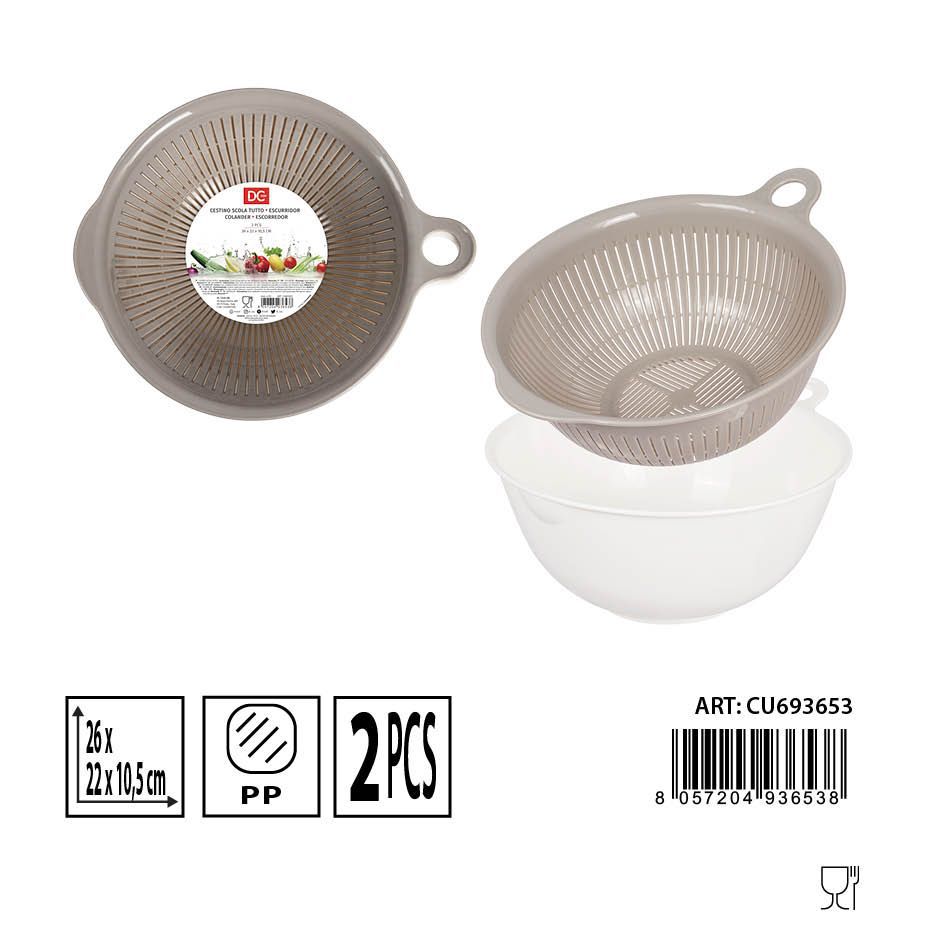 Escurridor y bol 2pcs 26x22x10.5cm para cocina