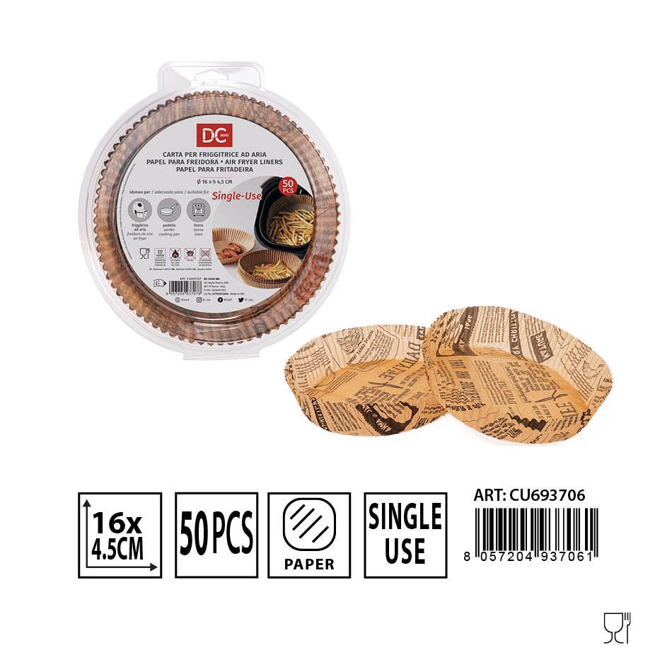 Papel de horno redondo para freidora sin aceite 16cm 50 piezas - Accesorios de cocina desechables