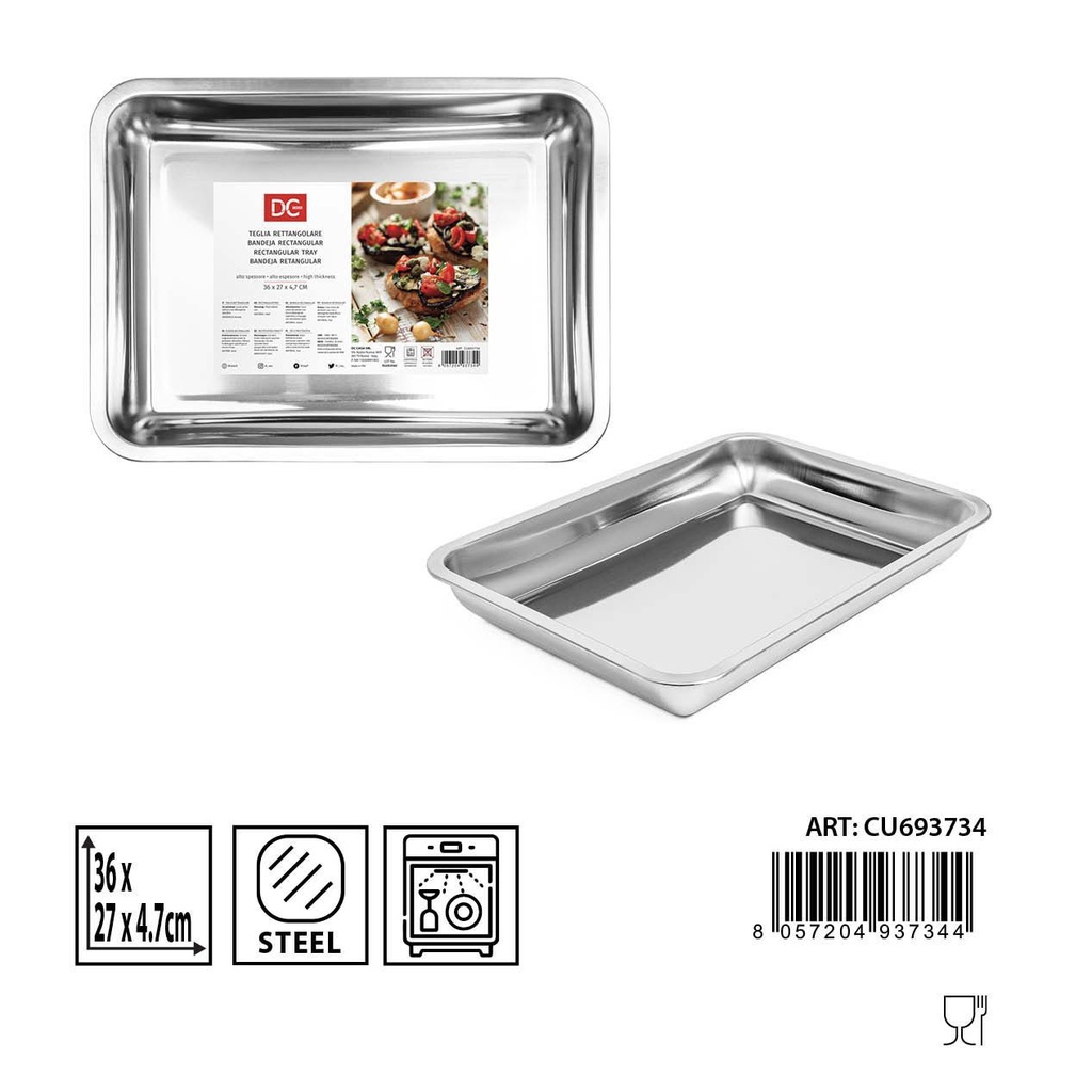 Bandeja alta para horno rectangular 36x27x4.7cm