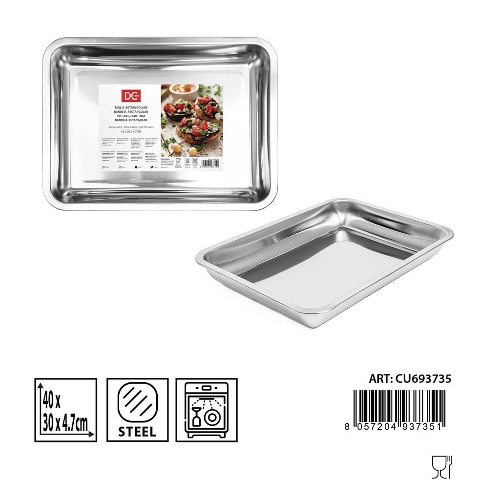 Bandeja rectangular alta 40x30x4.7 cm - Utensilios de cocina