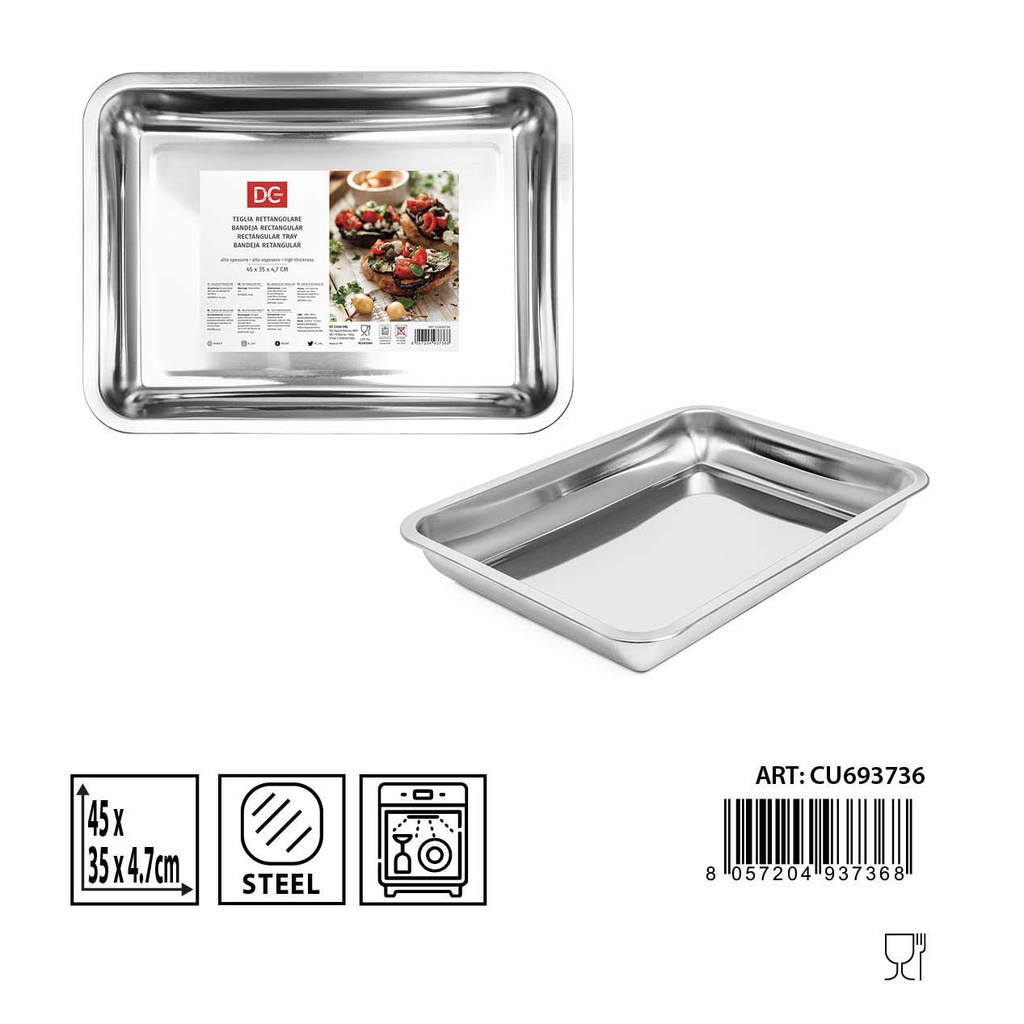 Bandeja rectangular alta 45x35x4.7cm 505g