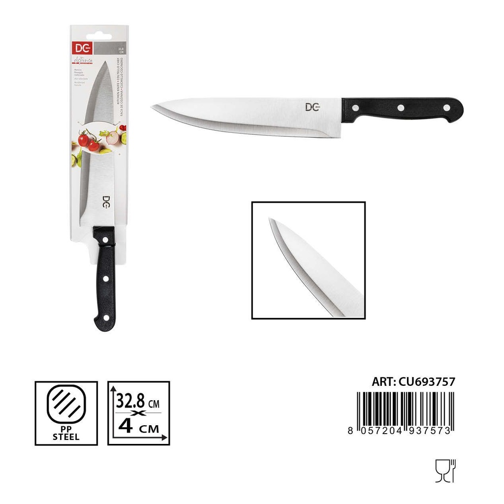 Cuchillo de cocinero 32.8x4cm para corte profesional en cocina