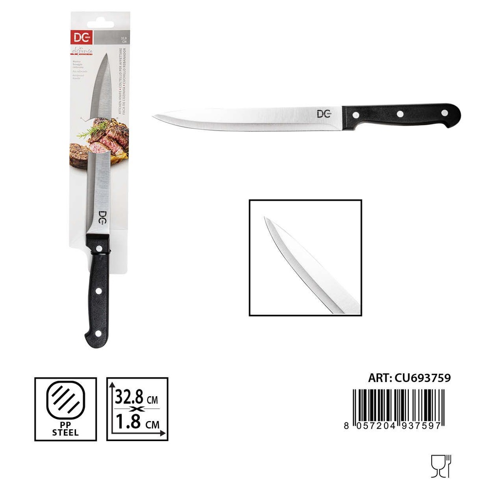 Cuchillo rebanador 32.8x2.8cm de acero inoxidable para cocina