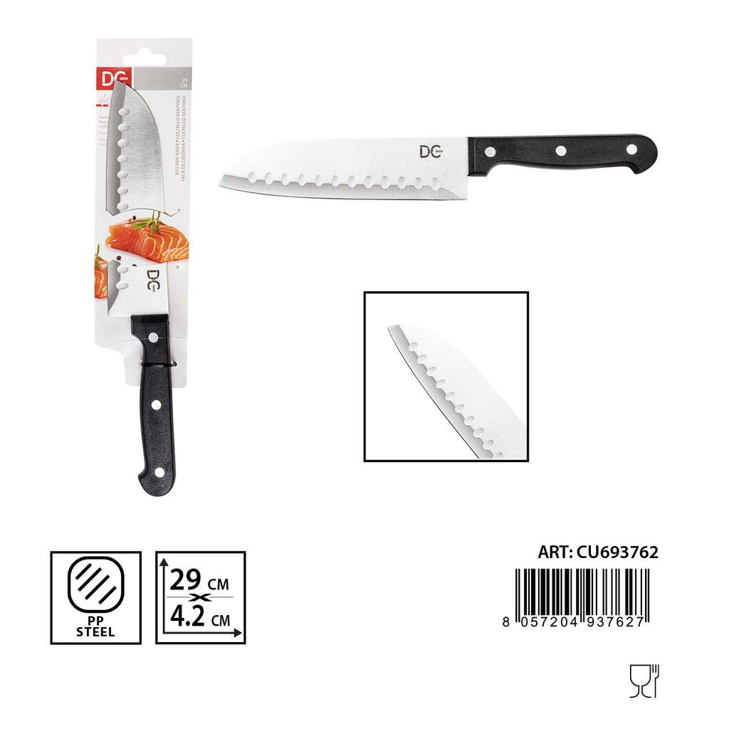 Cuchillo santoku 29x4.2cm para cocina