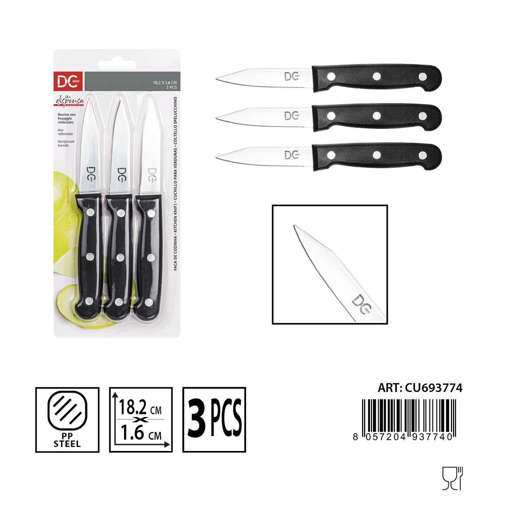 Set de cuchillos para verduras 3pcs 18.2x2.1cm