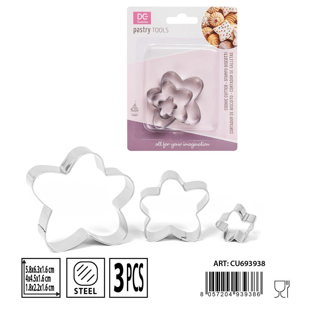 Molde para galletas de flor 3 pcs - Utensilios de repostería