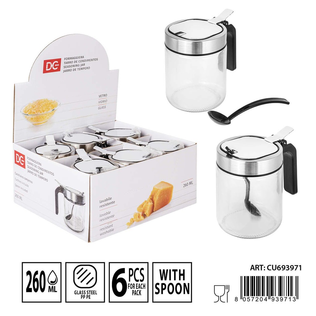 Tarro de condimentos 260ml de vidrio para cocina