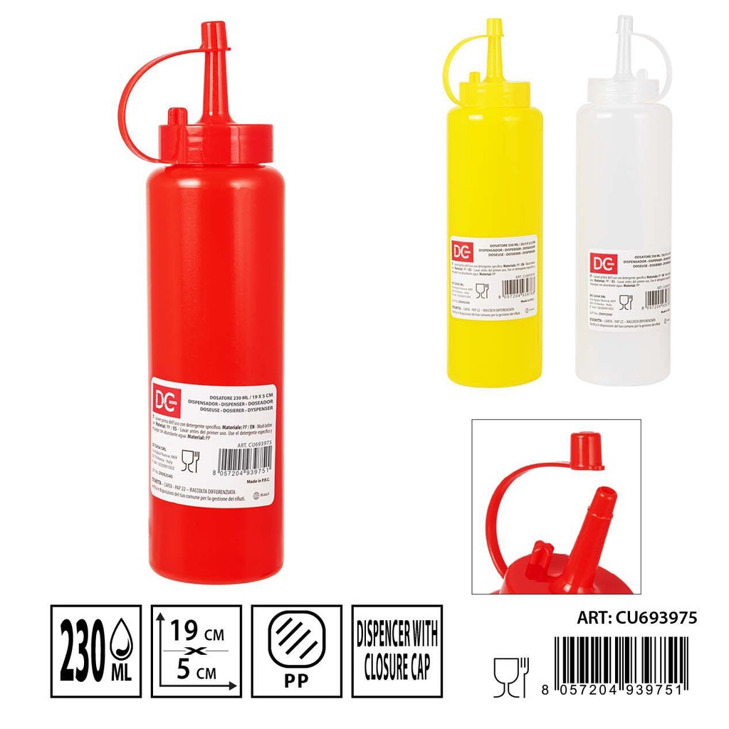 Bote dispensador de salsa 230ML 19X5CM - Accesorios de plástico