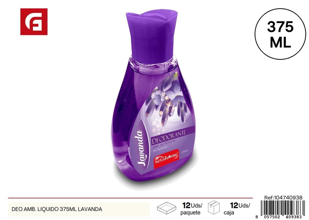 Ambientador líquido 375ml aroma lavanda para hogar