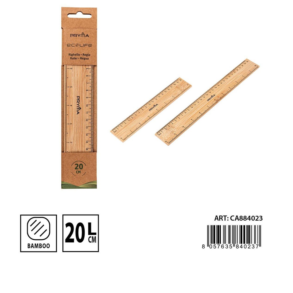 Regla de bambú 20cm - Papelería y oficina