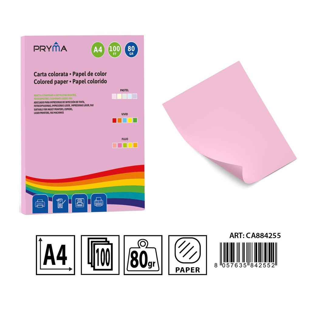 Papel color pastel rosa 100 hojas - Materiales de arte y manualidades 