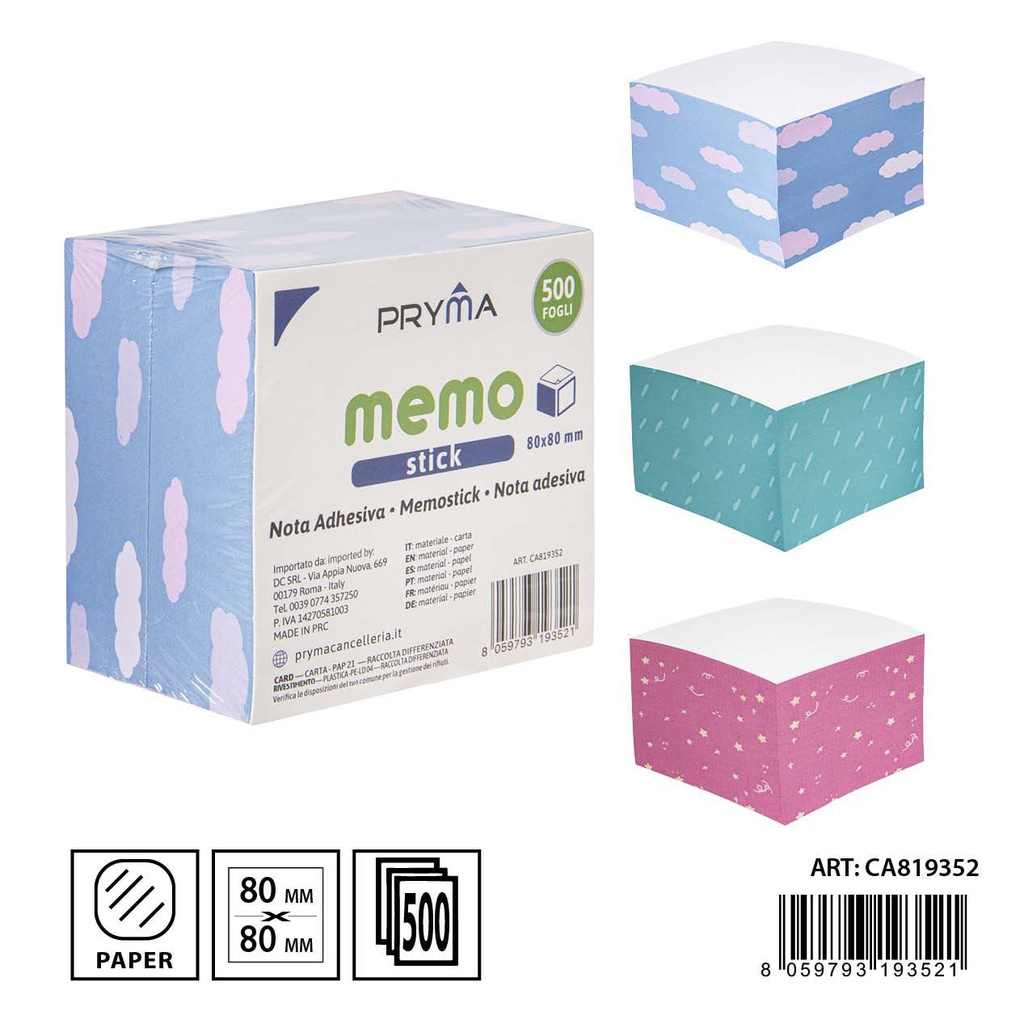Notas 8x8cm sin pegamento 500 hojas - Todo tipo de notas