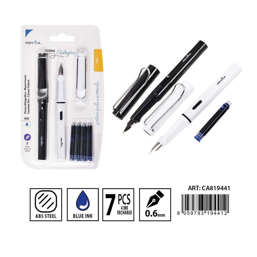 Set de pluma con depósito de tinta 7pcs para escritura