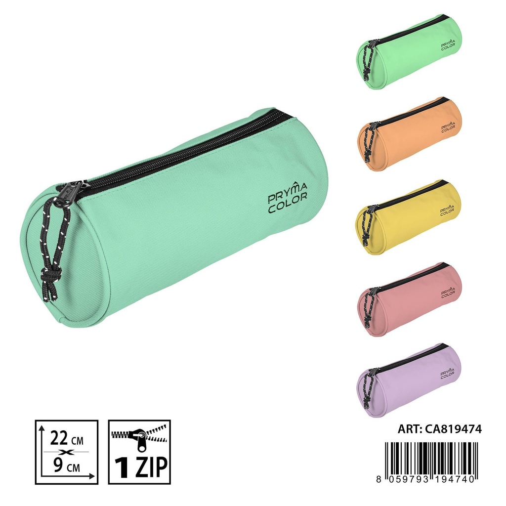 Estuche redondo pastel 22x9 cm - Organizador de lápices y material escolar