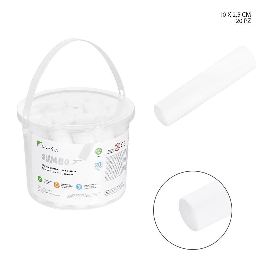 Tizas jumbo blancas 20 unidades - Material escolar