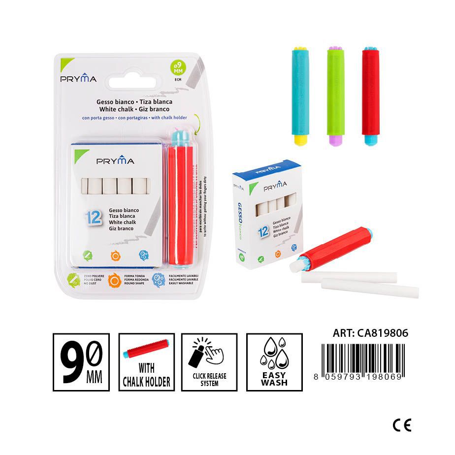 Tiza blanca con cubierta de tiza 8 CM 13 PZ - Utensilios para pizarras