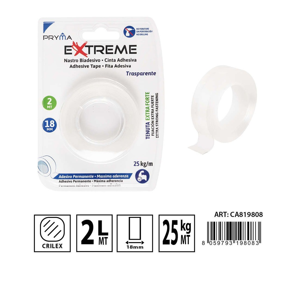 Cinta adhesiva doble cara extrafuerte 18MMX2M - Cinta de uso general