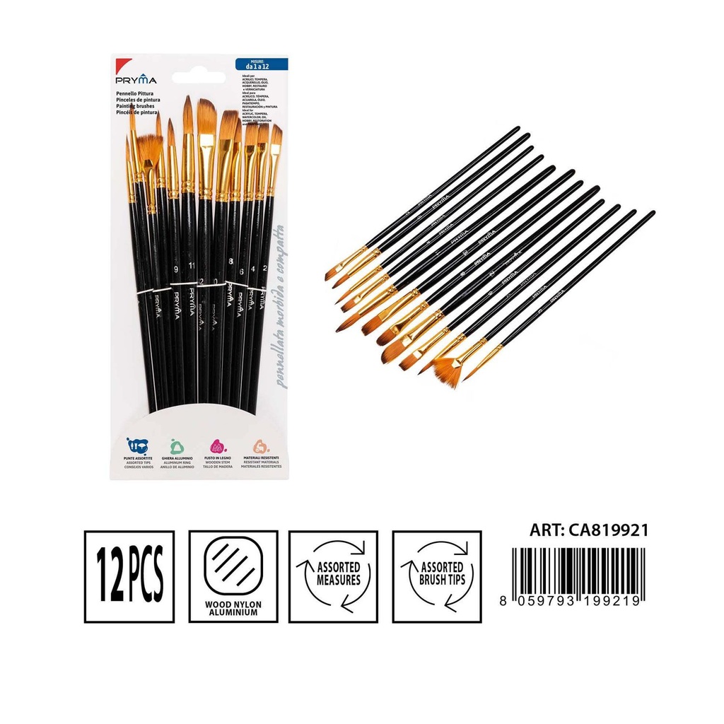 Juego de pinceles 12pz N.1-12 para pintura artística