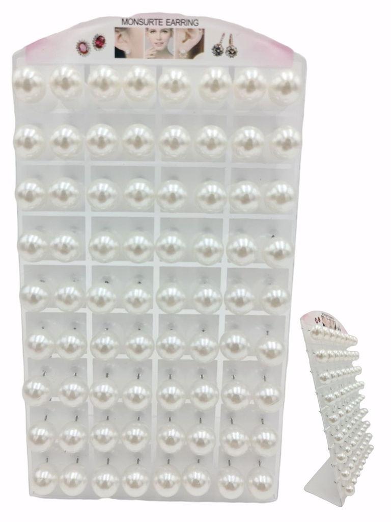 Pendiente bolas blancas 12mm 36/p - Joyería y bisutería