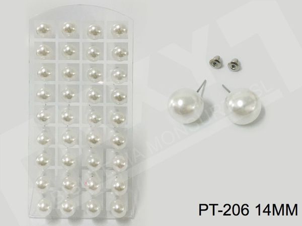 Pendientes blancos de perla 14mm 18pcs