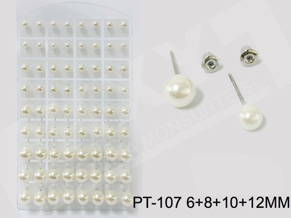 Pendientes de perla blanca 6x8x10x12 36/p para joyería y moda