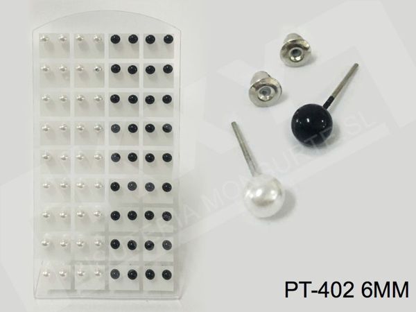 Pendientes blancos y negros 6mm 36/p M para bisutería