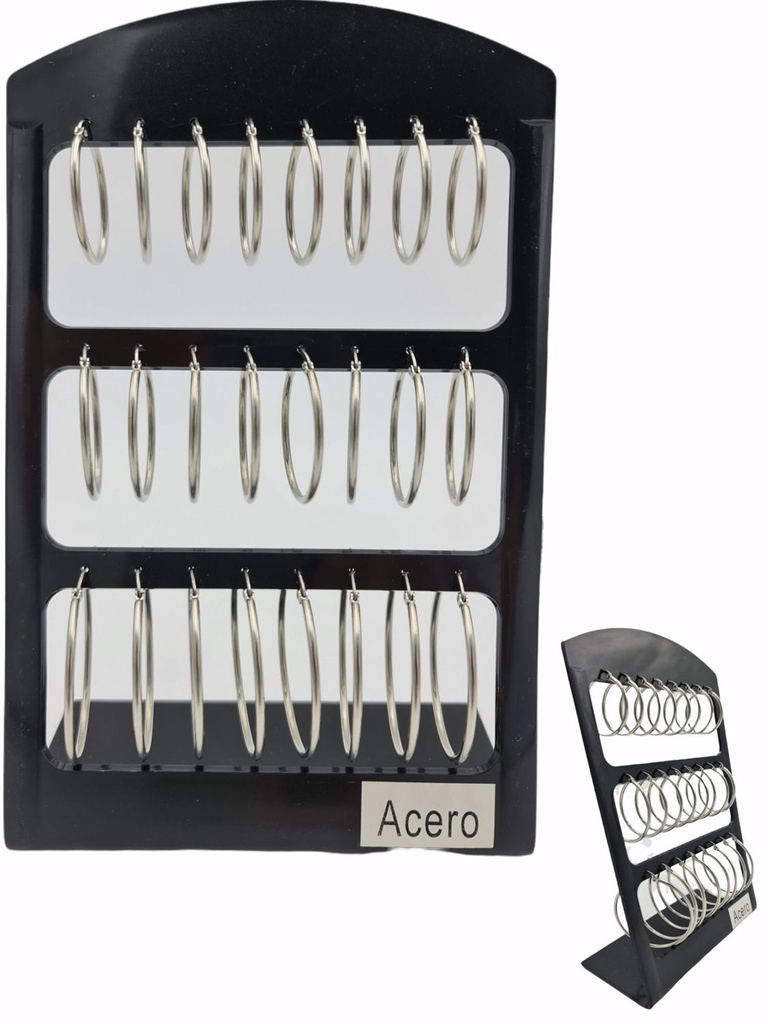 Pendientes de aro, pack de 12 de acero inoxidable