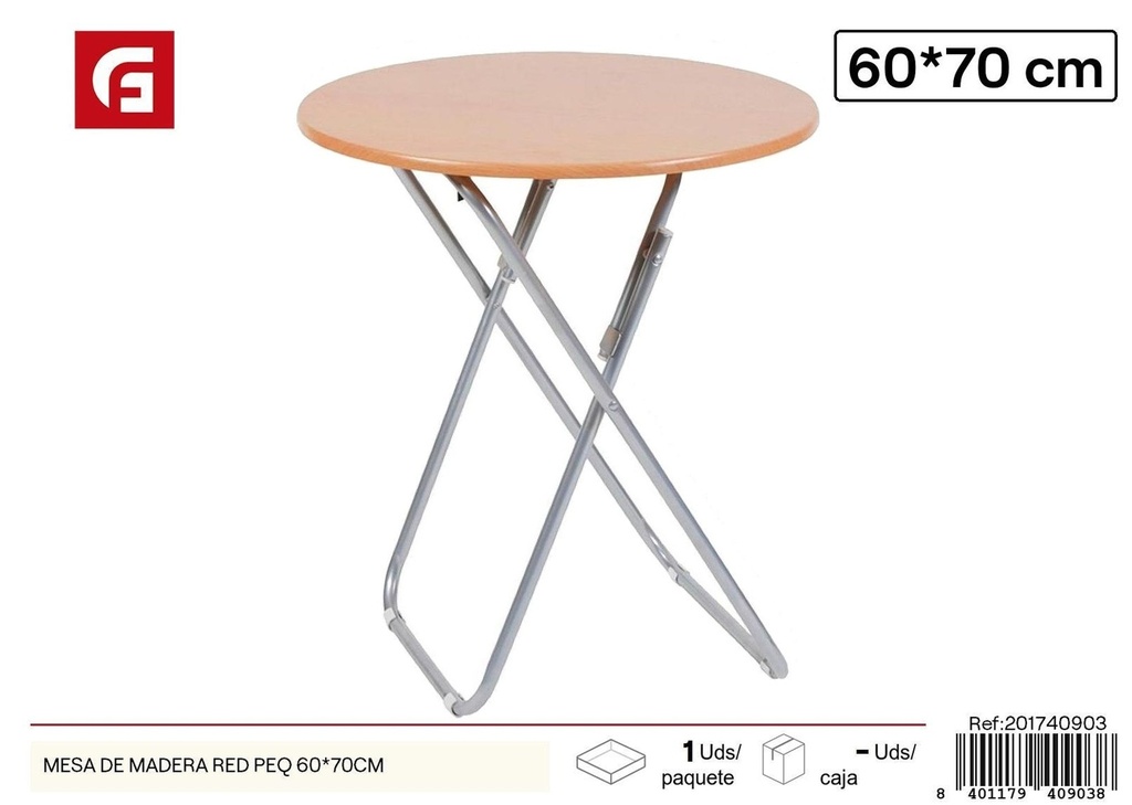  mesa de madera redonda pequeña 60x70 cm - Mobiliario decorativo y funcional
