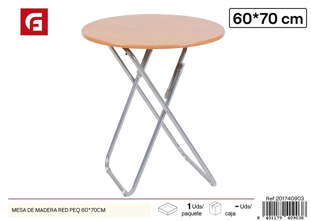  mesa de madera redonda pequeña 60x70 cm - Mobiliario decorativo y funcional