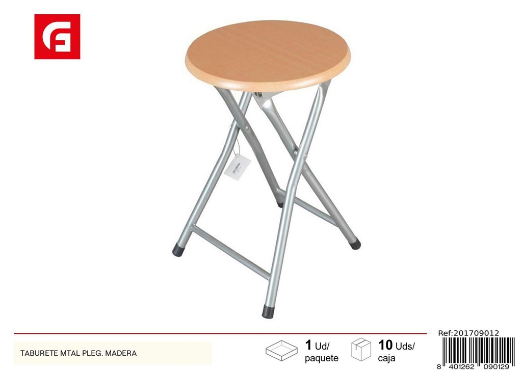 Taburete metálico plegable de madera - Muebles y decoración