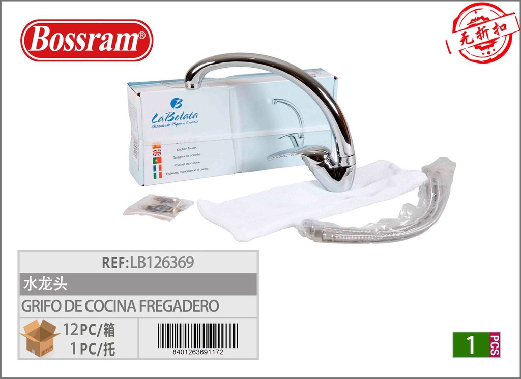 Grifo monomando para fregadero cocina atlántico para baño y cocina