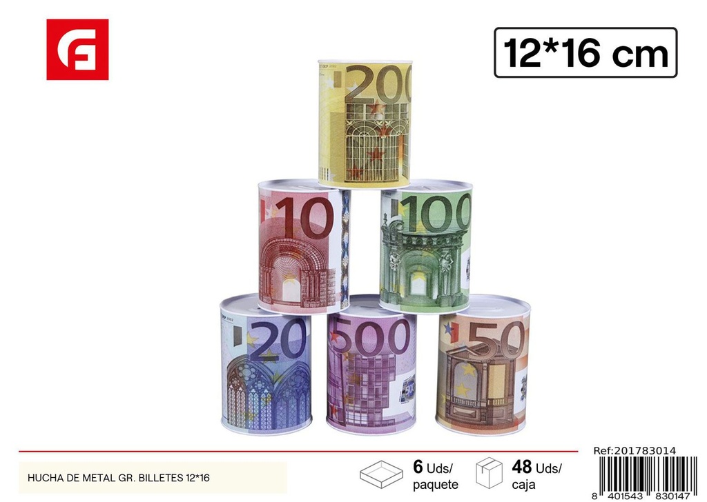 Hucha de metal grande para billetes 12*16cm para ahorro y decoración