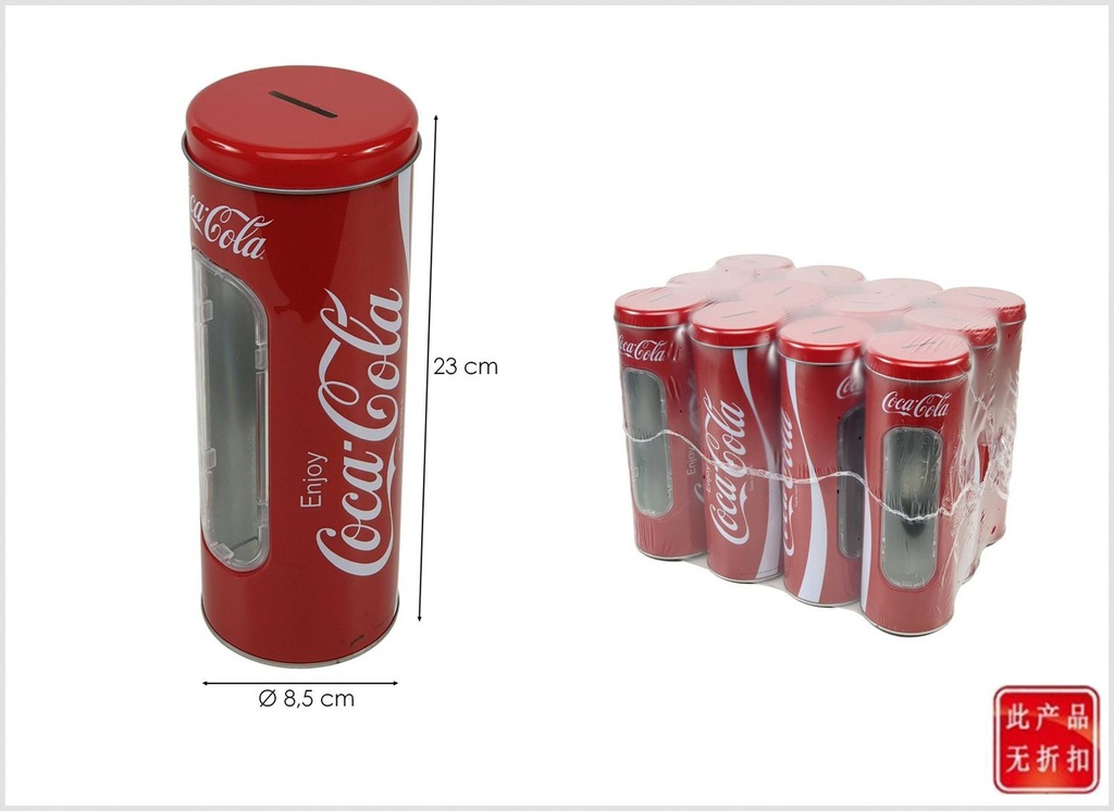 Hucha de metal Coca-Cola D.8.5x23cm para colección