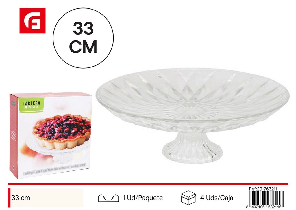 Tartera de cristal 33cm para postres y cocina