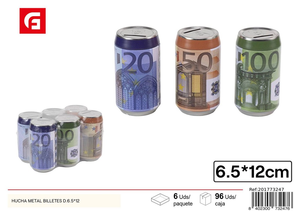 Hucha metálica para billetes D.6.5*12 - Decoración del hogar