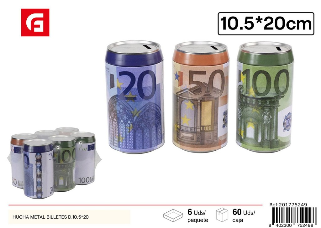 Hucha metálica de billetes D.10.5*20 - Decoración del hogar