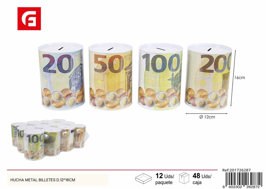 Hucha metálica de billetes D.12*16cm - Decoración del hogar