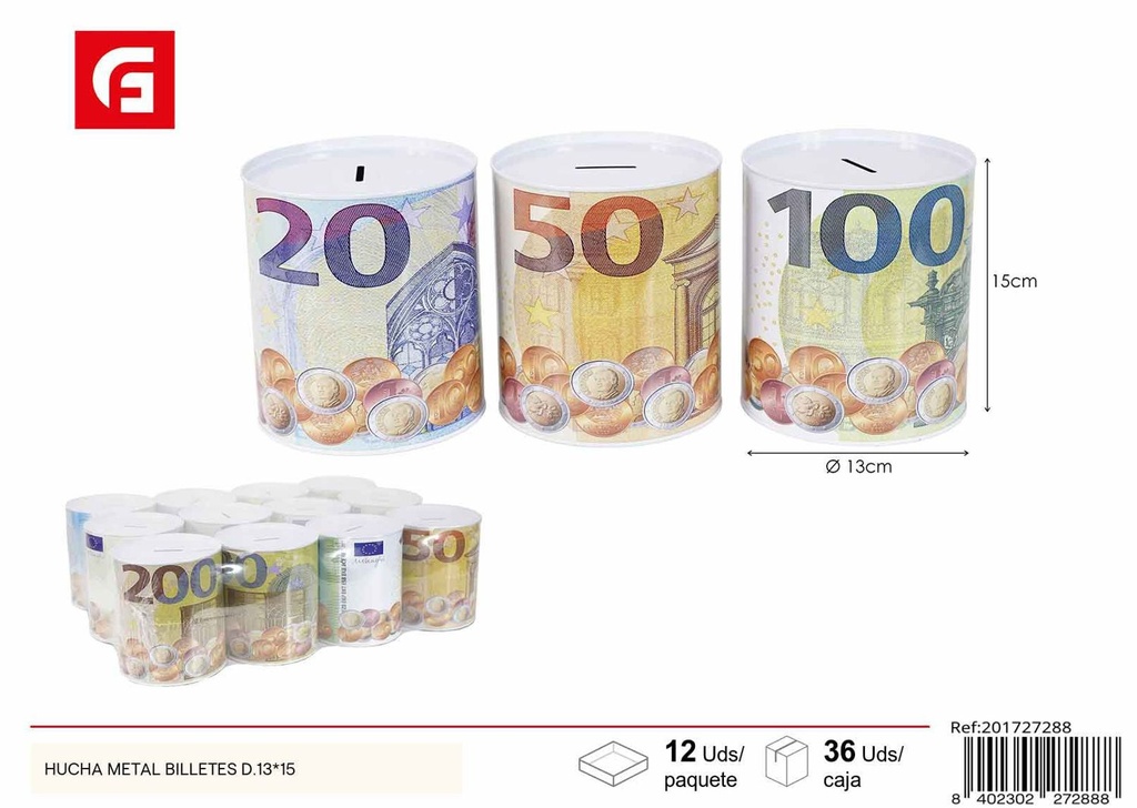 Hucha metálica para billetes D.13*15 - Decoraciones del hogar