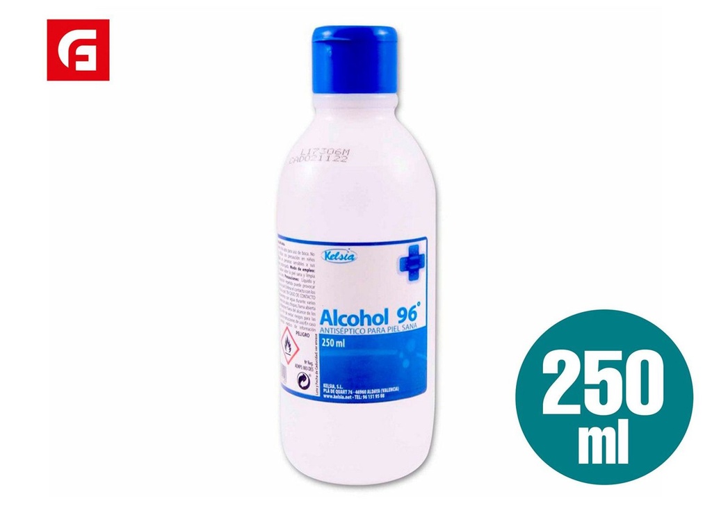 Alcohol 96 antiséptico 250ml para cuidado de salud