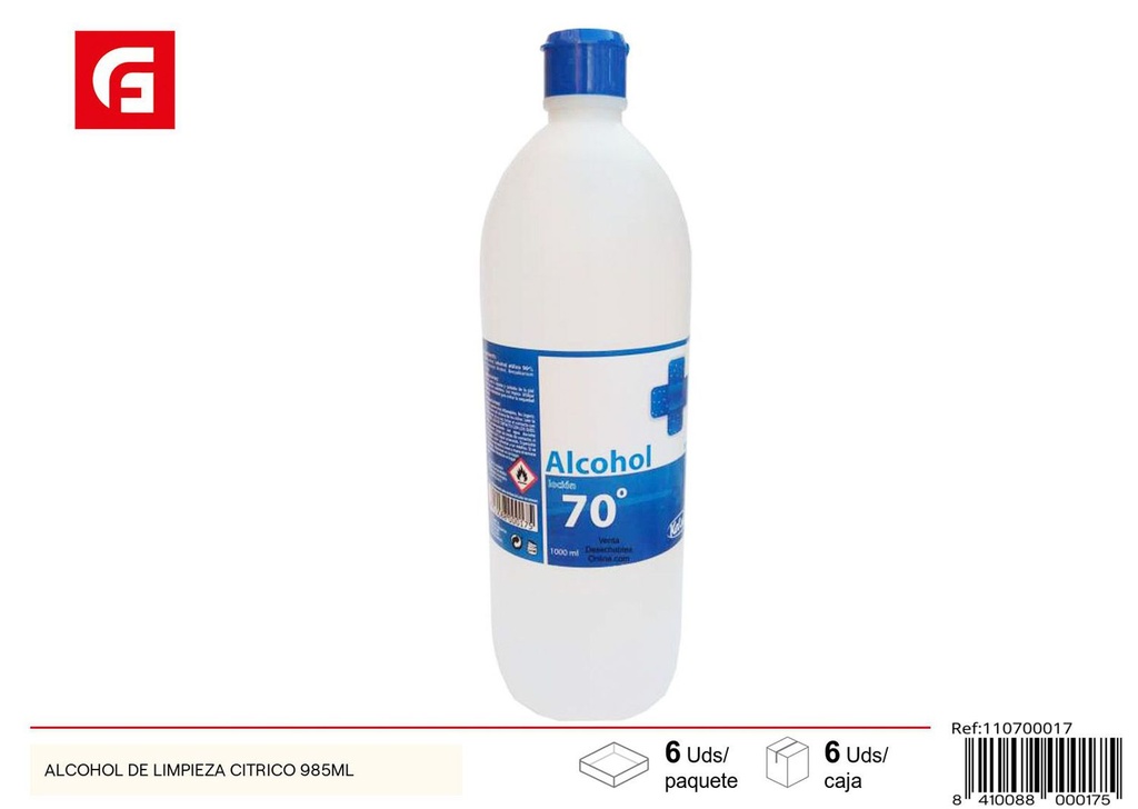 Alcohol cítrico de limpieza 985ml para cuidado personal