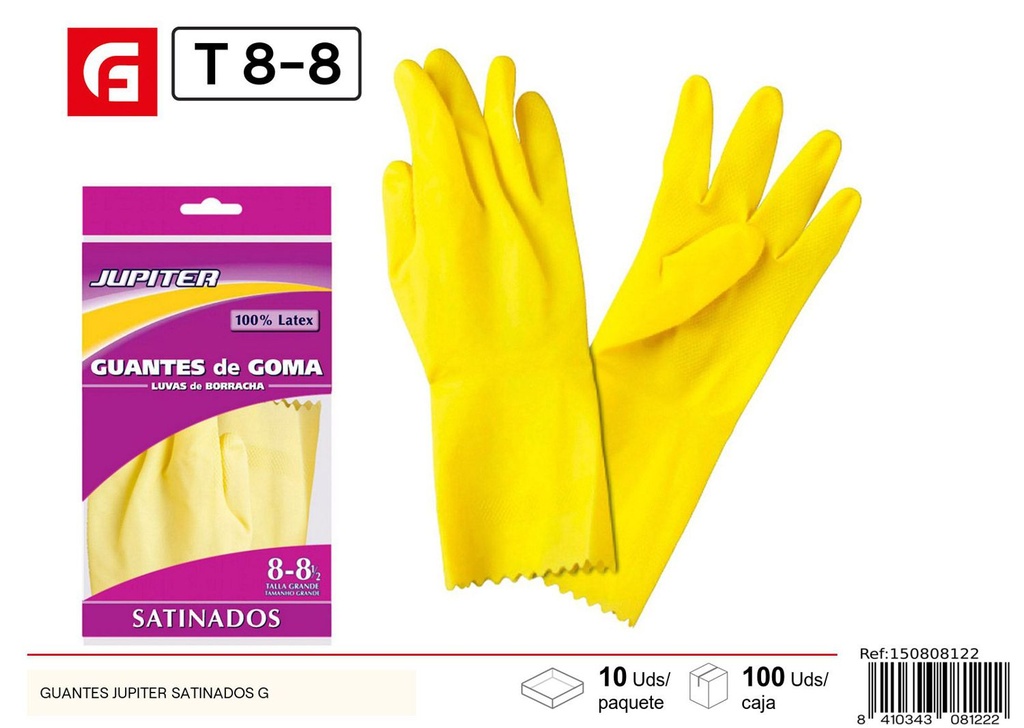 Guantes de látex Jupiter Satinados Talla G - Accesorios de limpieza