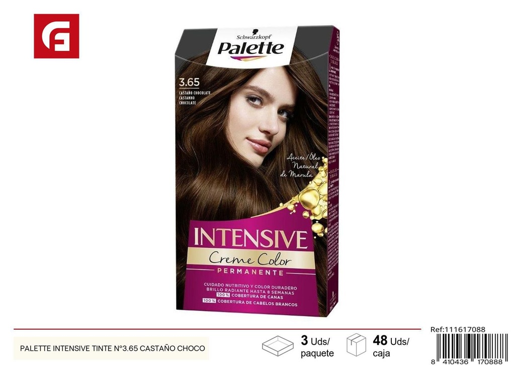 Tinte para cabello Palette Intensive Nº3.65 Castaño Chocolate para coloración