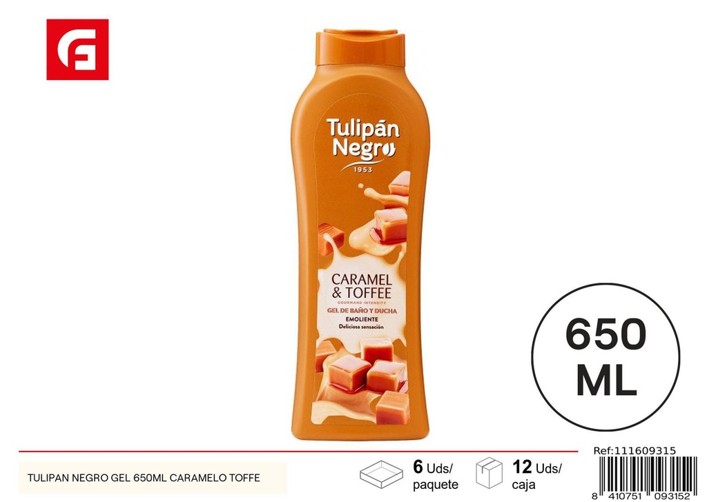 Gel de ducha Tulipán Negro 650ml caramelo toffee para higiene personal