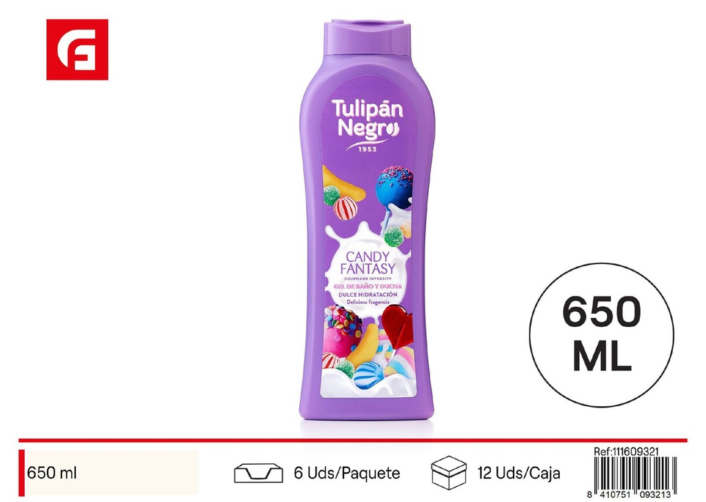 Gel de baño Tulipán Negro 650ml Candy Fantasy para higiene personal