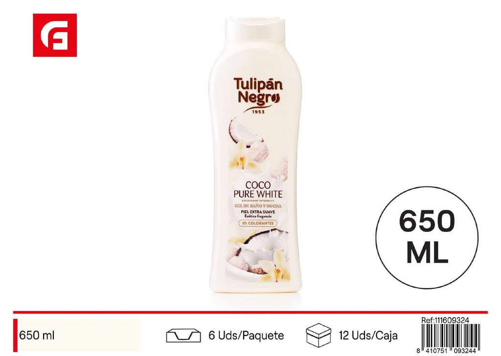 Gel de baño Tulipán Negro 650ml coco pure white