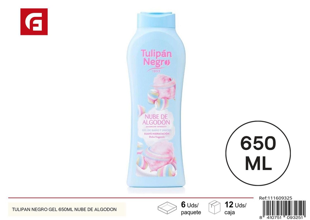 Gel de ducha Tulipán Negro 650ml nube de algodón para higiene personal