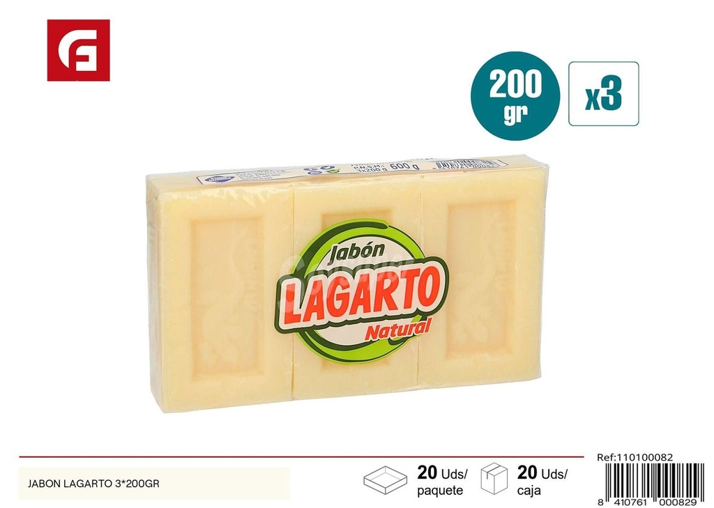 Jabón Lagarto 3x200 g - Productos de limpieza